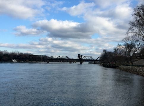 The New Savannah Lock and Dam maintains the pool of water flowing through downtown Augusta. Staff photo by Scott Hudson.