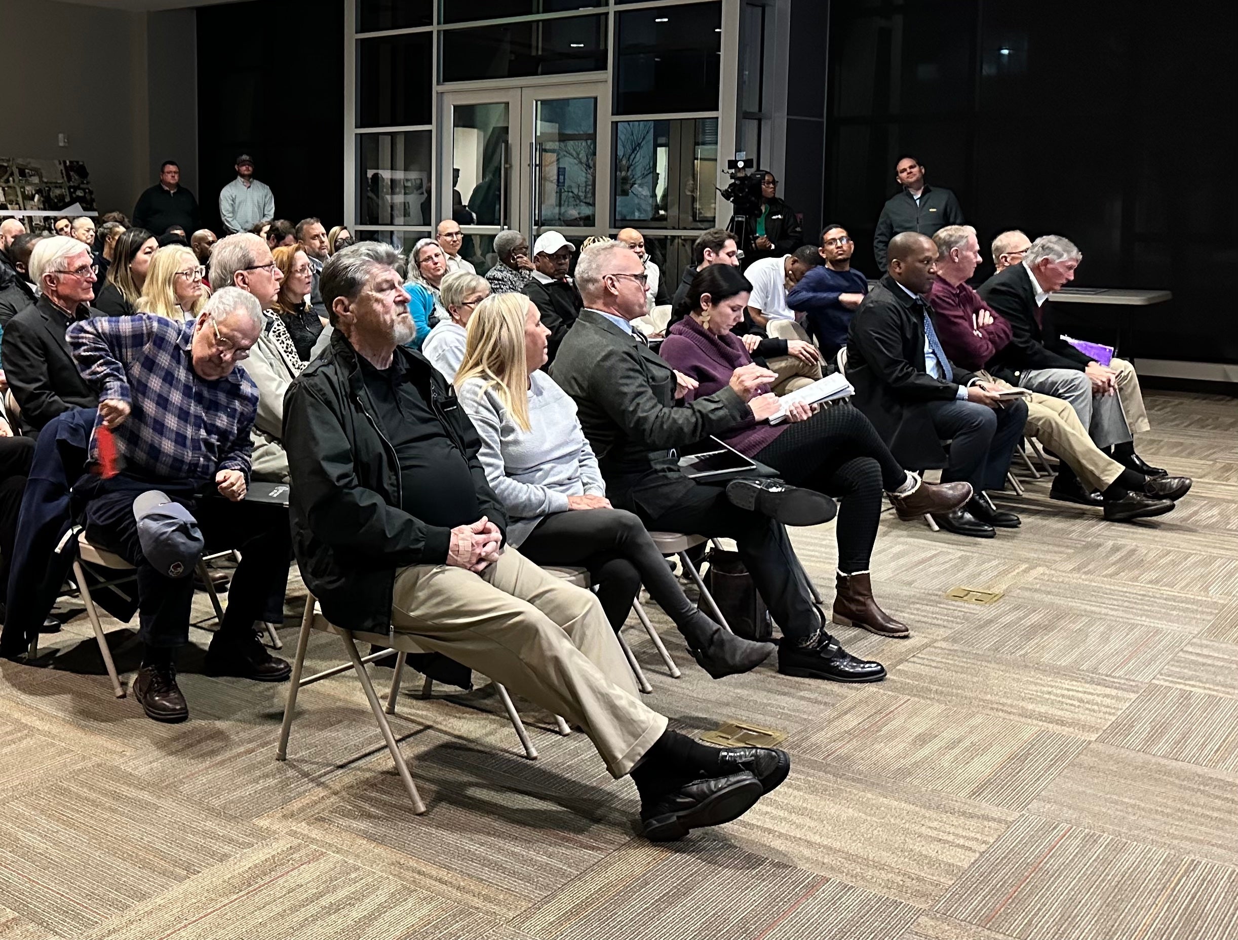 About 100 people turned out for a Tuesday meeting on road projects planned for downtown Augusta.