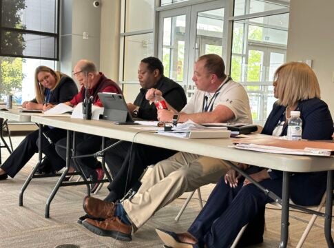 Members of the subcommittee steering creation of Augusta's new EMS program speak at a Wednesday meeting. From left are Dr. Becky Abell from Augusta University, Daryl Davis of Doctors Hospital, Augusta Fire Chief Antonio Burden, 911 Director Daniel Dunlap and Procurement Director Geri Sams.