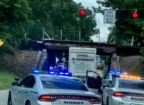 Moving trucks such as this U-Haul are a common type of vehicle to strike the Olive Road underpass in Augusta.