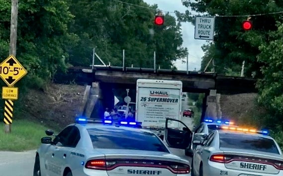 Moving trucks such as this U-Haul are a common type of vehicle to strike the Olive Road underpass in Augusta.