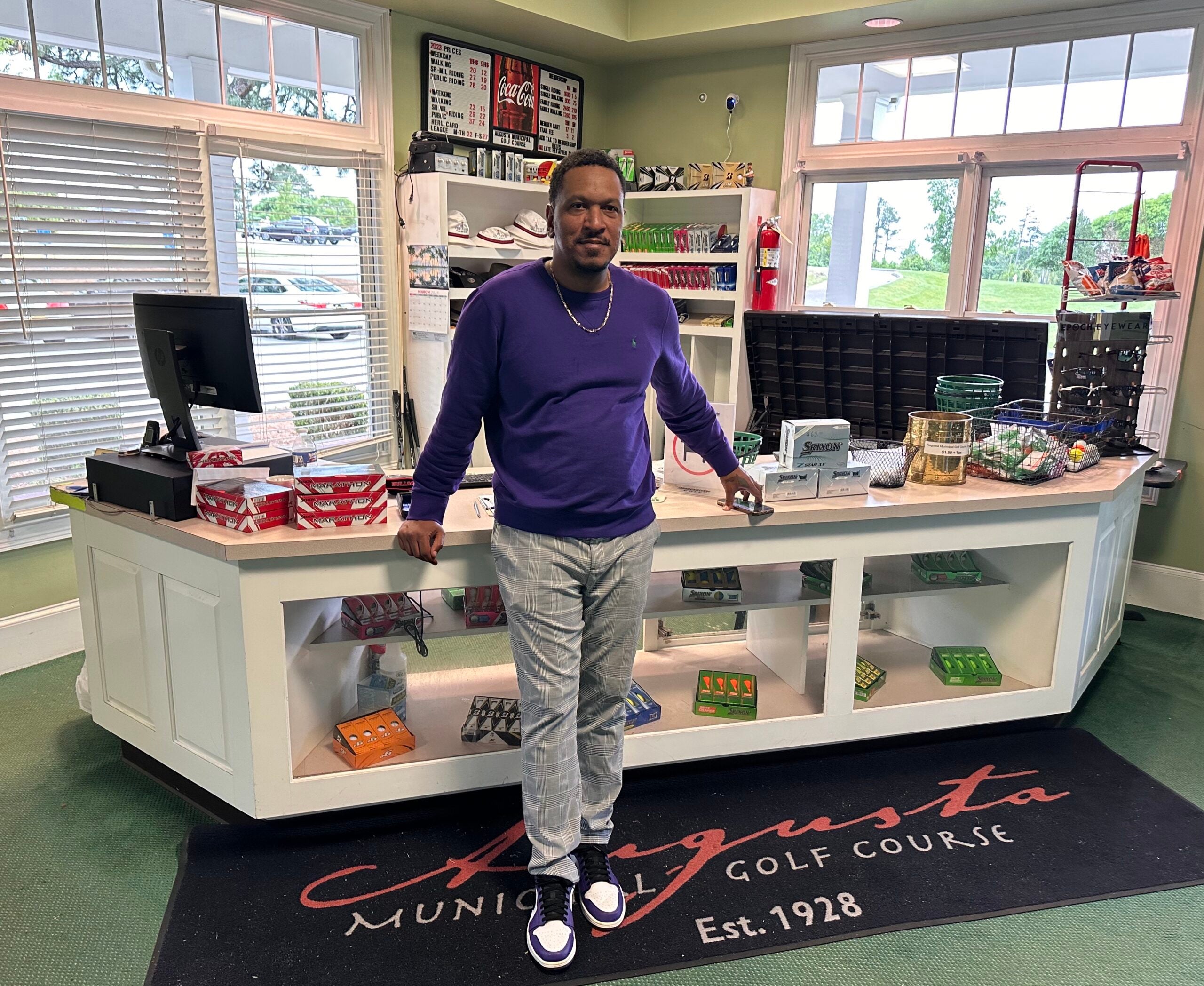 James Dent Jr., golf pro at Augusta Municipal Golf Course, stands in the pro shop April 3, 2023.
