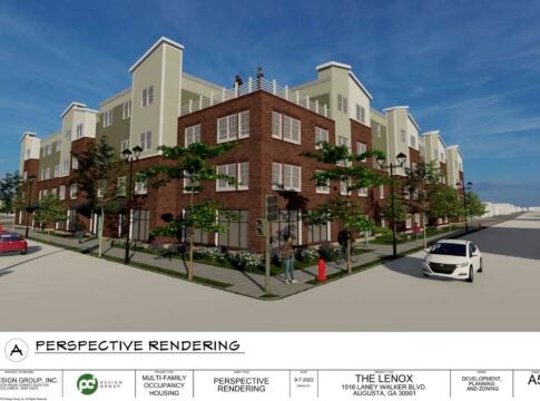 An architect's rendering of The Lenox, a new apartment complex on Laney-Walker Boulevard. Photo courtesy city of Augusta