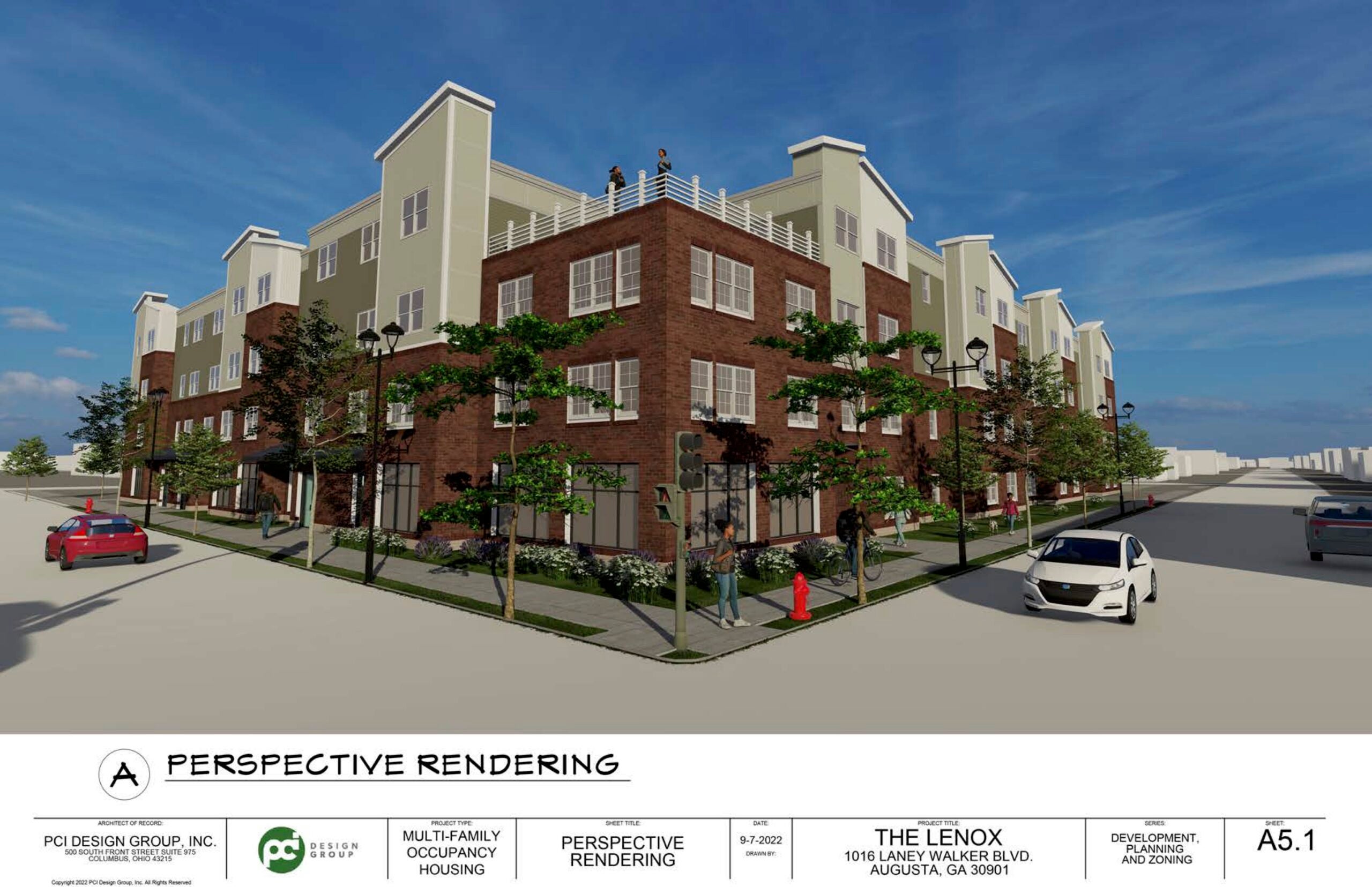 An architect's rendering of The Lenox, a new apartment complex on Laney-Walker Boulevard. Photo courtesy city of Augusta