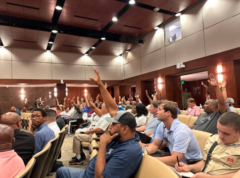 Sixty Elderberry subdivision homeowners turned out in opposition to the expansion of a townhome development at Tuesday's Augusta Commission meeting. Staff photo by Susan McCord