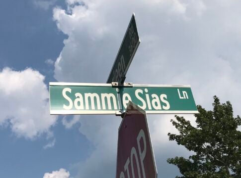 sammie sias lane This is one of two signs designating a driveway through Jamestown Community Center as "Sammie Sias Lane." Staff photo by Susan McCord