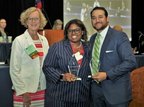 Georgia Bar Association Sally Atkins, Augusta Law Day Chairwoman Stacy Johnson and Augusta Bar Association President Garon Muller appear at the State Bar of Georgia annual meeting June 9.