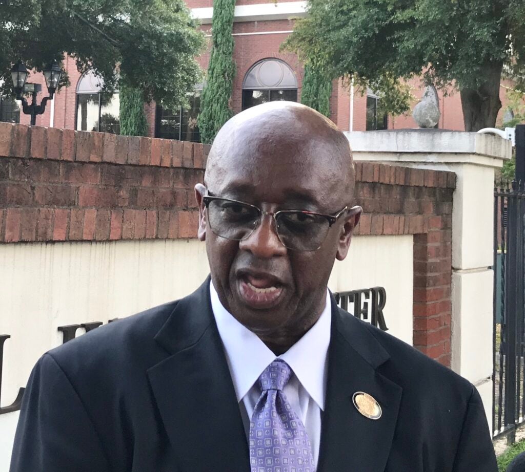 Former Augusta Commissioner Sammie Sias speaks to the media just after his July 29, 2022 conviction in U.S. District Court for the Southern District of Georgia. Staff photo by Susan McCord