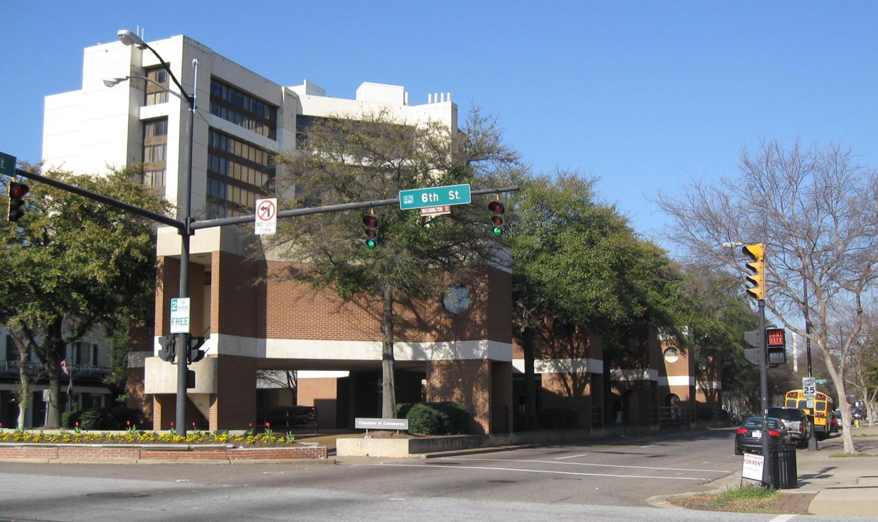 The former chamber of commerce building in the median of Broad Street is one of several city properties that could be sold in a right-sizing plan. Photo courtesy Richmond County Tax Assessors