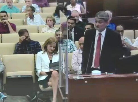 Andy Sharma, whose parents run an Augusta hotel, speaks to the Augusta Commission Tuesday about issues with crime and law enforcement. Staff photo by Susan McCord