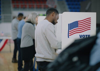 Man voting in election