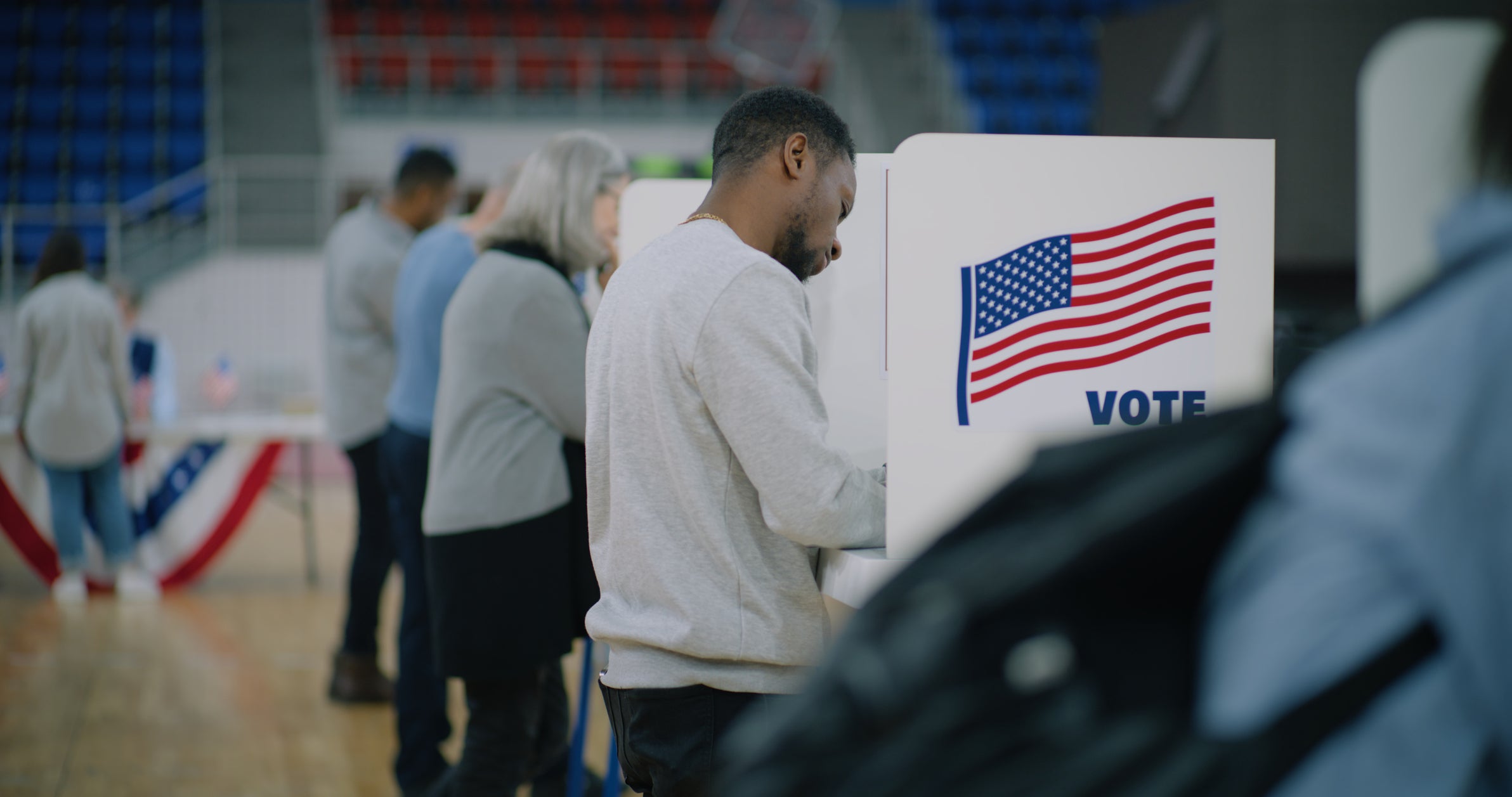 Man voting in election
