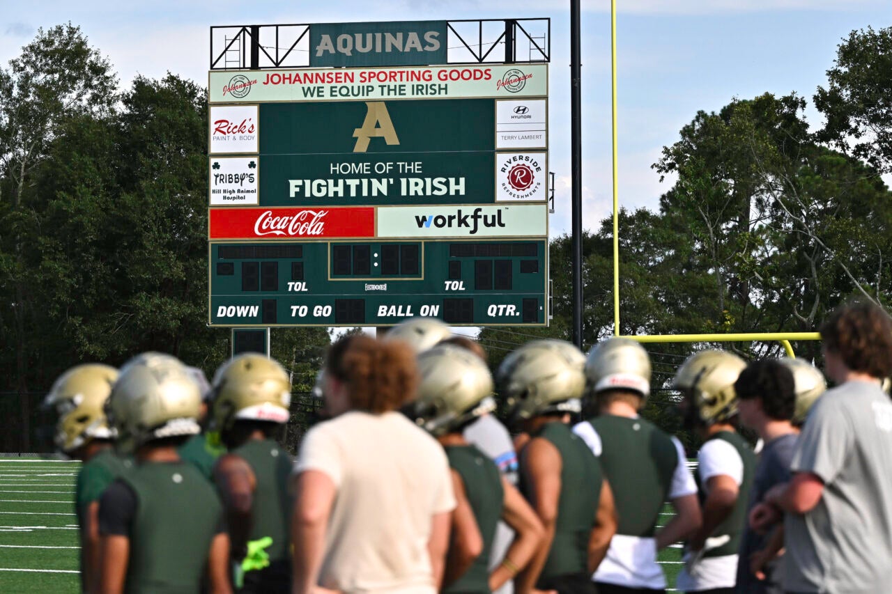 PHOTOS Aquinas football breaks in its new stadium with 7v7 action