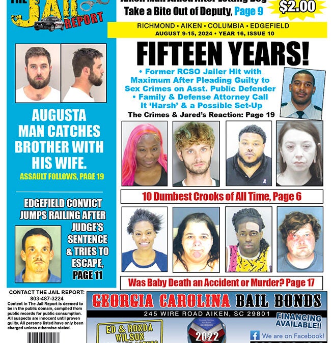 screenshot of the front page of the jail report August 9th Issue