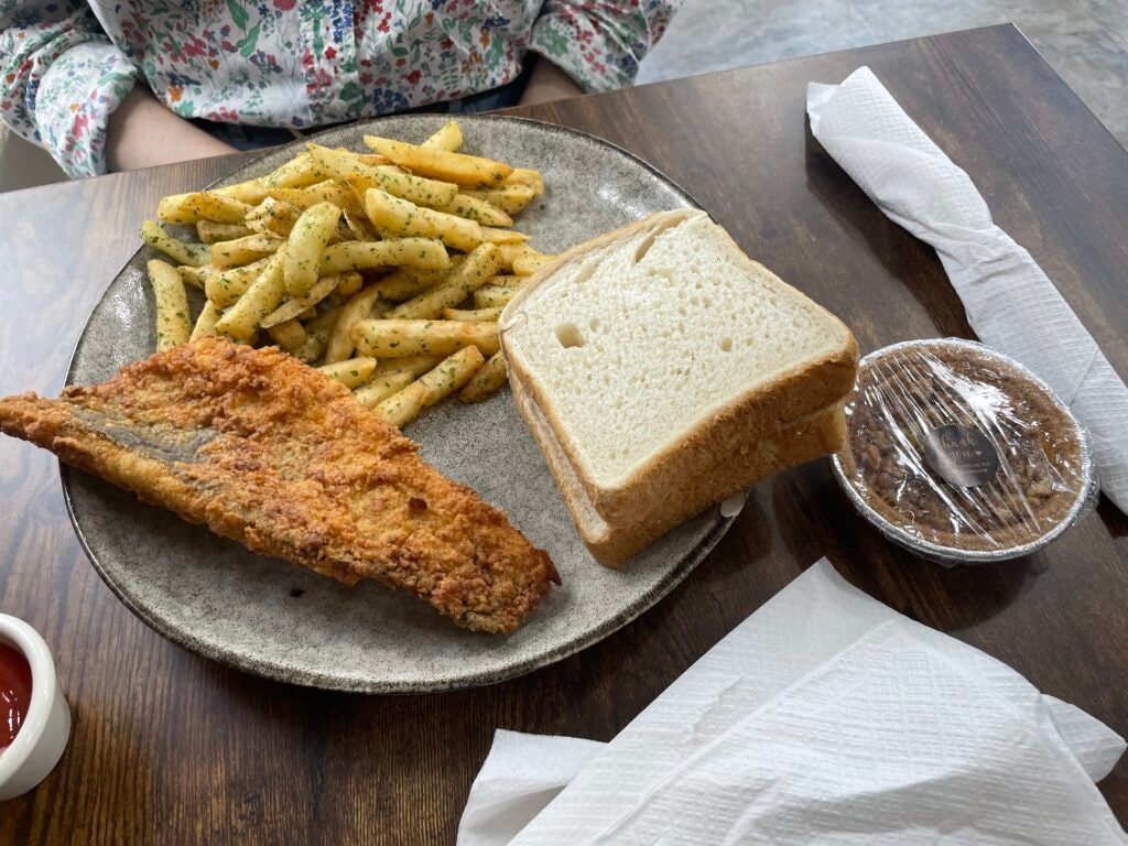 Fried fish is one of the items on the menu.