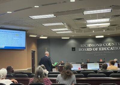 The Richmond County Board of Education held its third milkage rate hearing on Tuesday. Staff photo by Skyler Q. Andrews