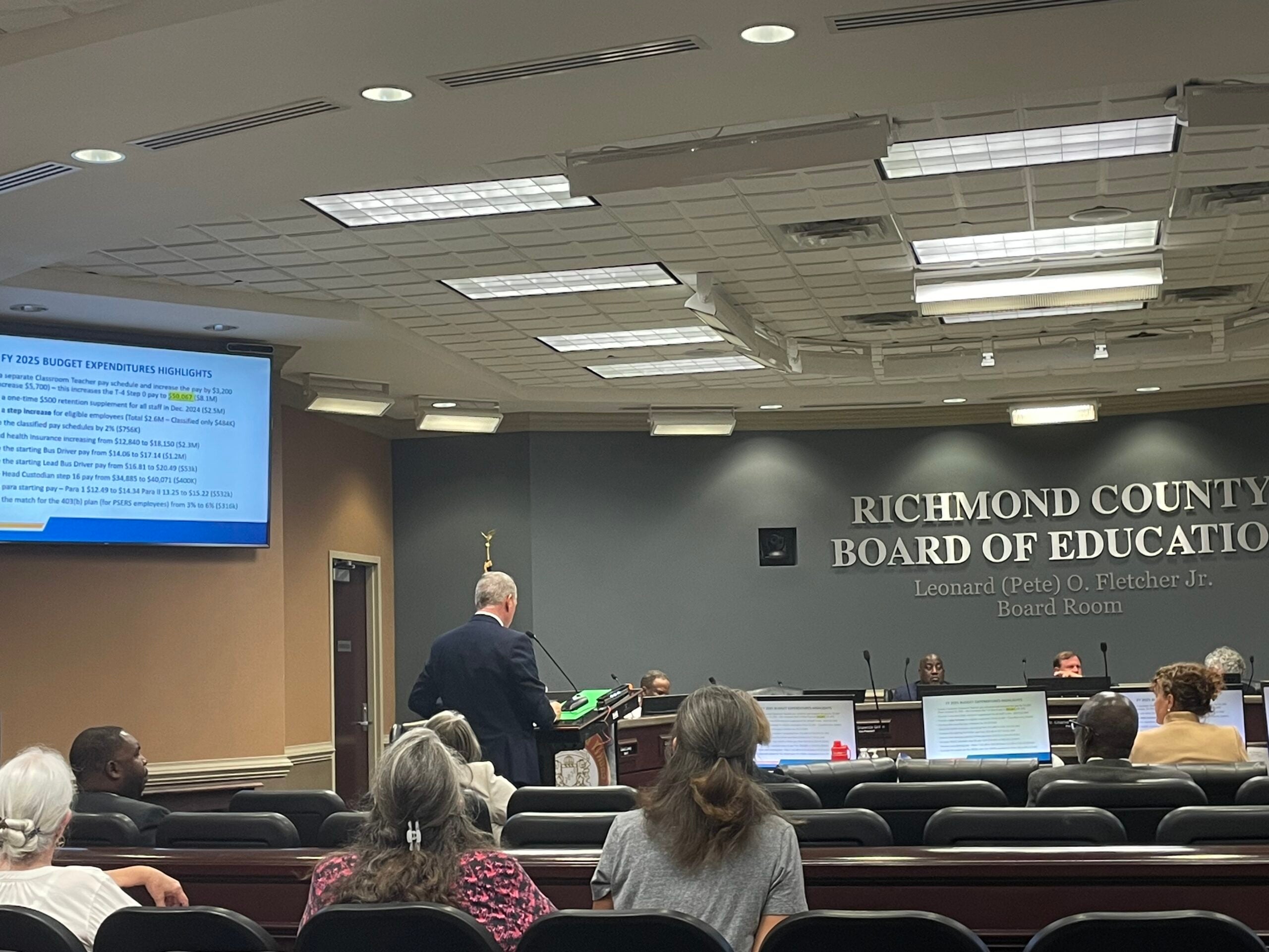 The Richmond County Board of Education held its third milkage rate hearing on Tuesday. Staff photo by Skyler Q. Andrews