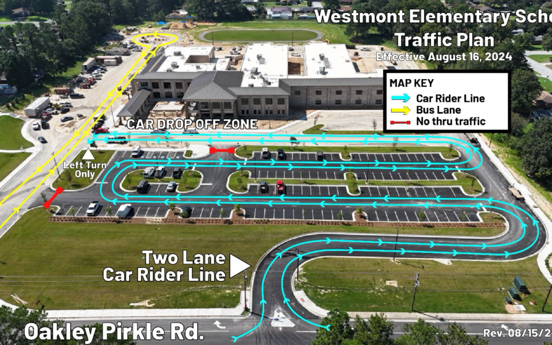 This map of the car rider line at Westbound Elementary went out to parents on Friday, Aug. 16. Photo courtesy Columbia County School District