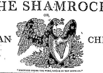 Banner for Edward Gillespy's newspaper, the Shamrock, or Hibernian Chronicle