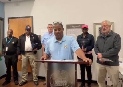 Mayor Garnett Johnson announced a citywide water disruption Sunday morning. Video capture courtesy Augusta Fire Department