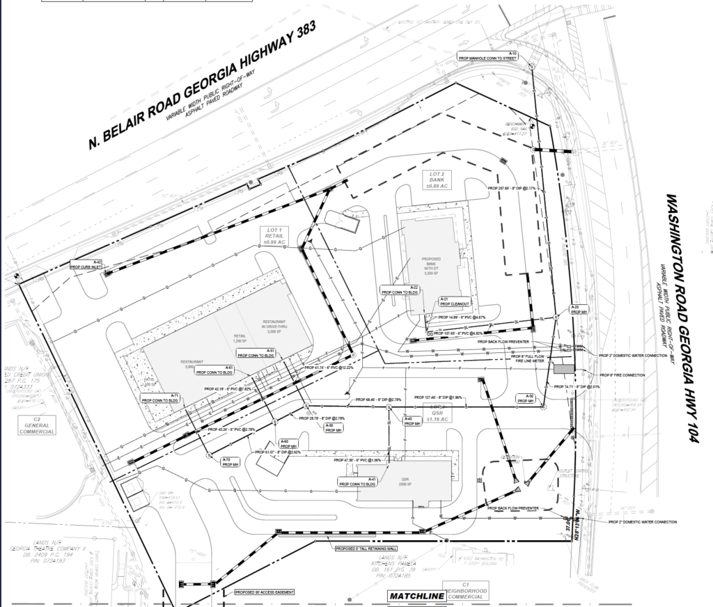 former first baptist church evans site three new restaurants and national bank chain