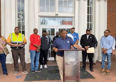 Mayor Garnett Johnson held a news conference Friday about the impact of Hurricane Helena on Augusta. Staff photo by Susan McCord
