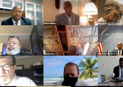 Former Interim Augusta Administrator Jarvis Sims, top left, speaks at a November 2020 meeting of the Augusta Commission. Screen grab by Susan McCord