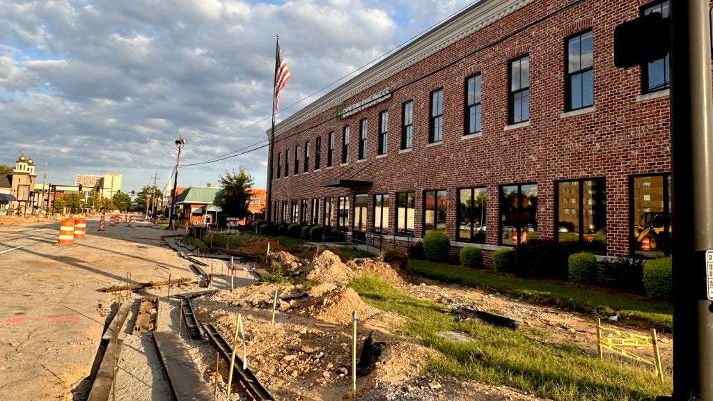 Streetscape and right-of-way such as Modern Business on Telfair Street remained under construction Monday, more than a year since the start of several downtown road projects. Staff photo by Susan McCord