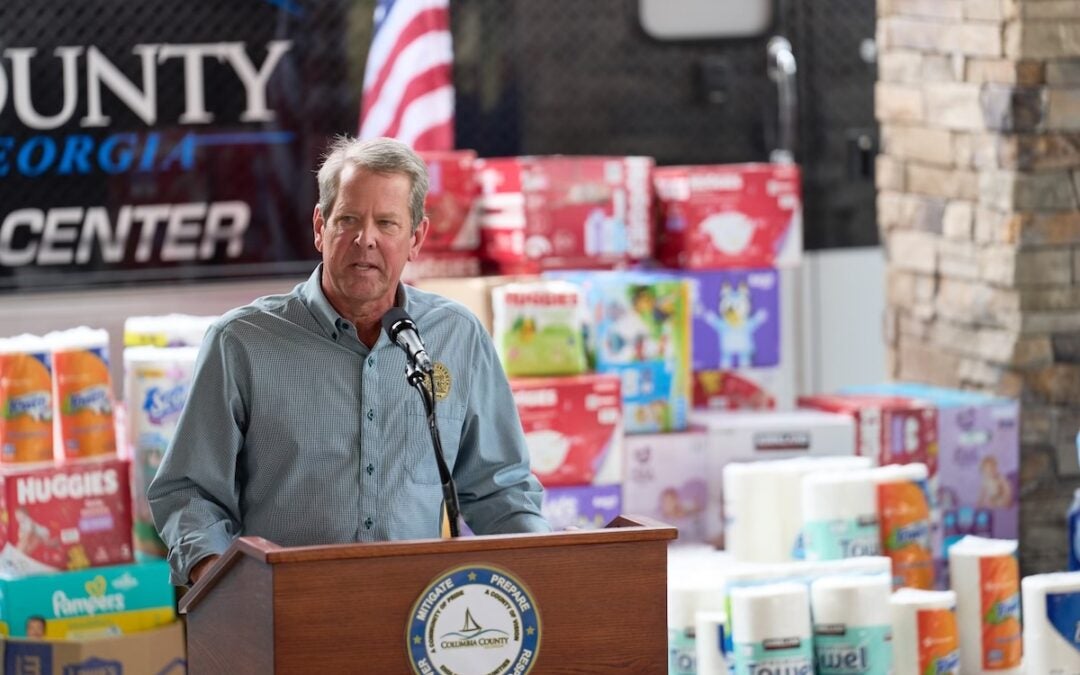 Brian Kemp speaking at press conference
