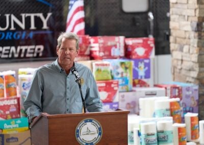 Brian Kemp speaking at press conference