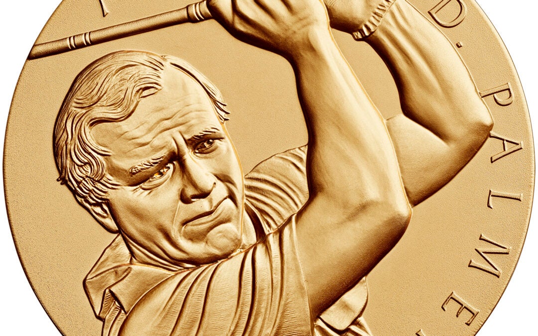 The Congressional Gold Medal honored Arnold Palmer in 2009. A new commemorative coin honoring the golf legend will be issued by the U.S. Treasury. Photo courtesy U.S. Treasury
