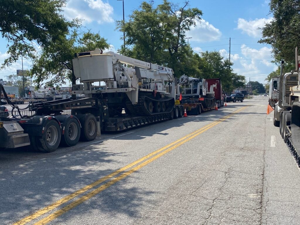 Equipment stages at the James Brown Arena parking lot after Hurricane Helene. Photo courtesy Matt Aitken