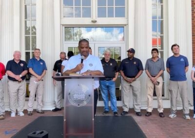 Mayor Garnett Johnson speaks at a Oct. 3. news conference about the Hurricane Helene relief effort. Staff photo by Susan McCord