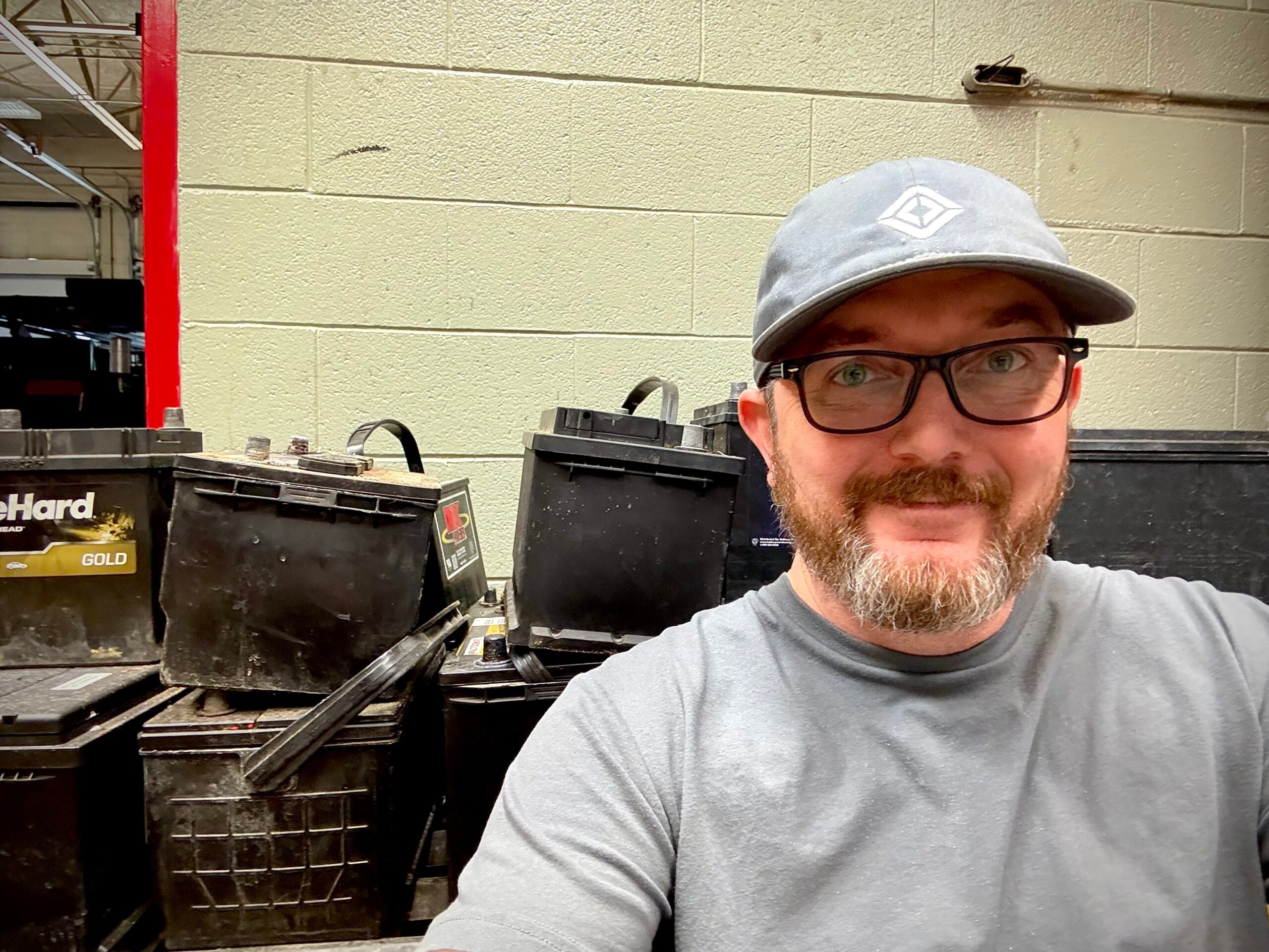 Picture by Taylor Bryant at the dead battery storage area at Augusta Tech.
