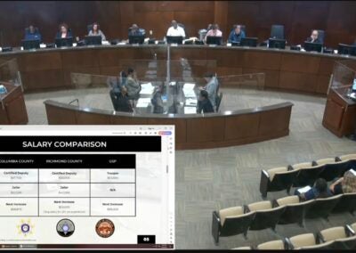 Sheriff-elect Eugene "Gino" Brantley gives a presentation about raising deputy salaries to Augusta commissioners Oct. 8. Staff photo by Susan McCord