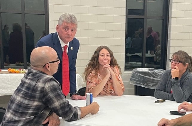 Marty Sawyer watched the results for the Aiken County sheriff race at a watch party Tuesday night.