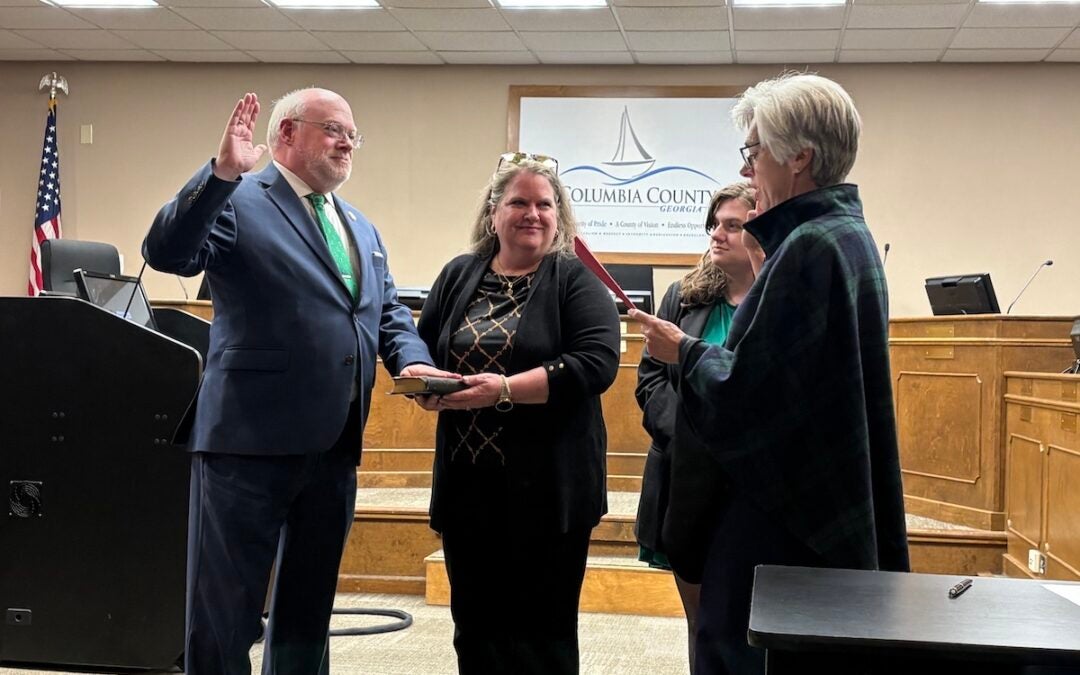 Columbia County District 2 Commissioner Trey Allen was sworn in for a new term on Tuesday, Jan. 7. Staff photo by Stephanie Hill