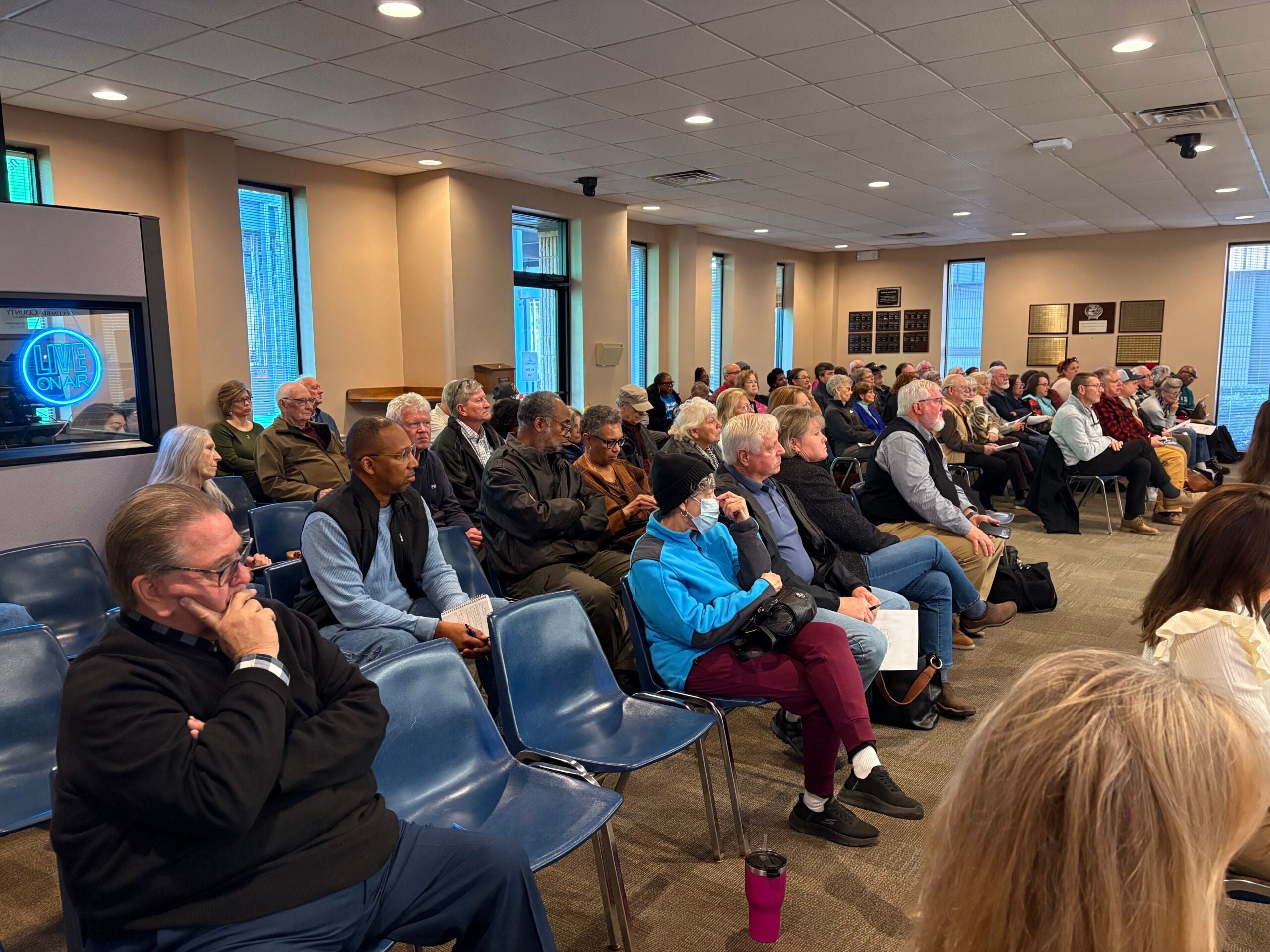 The auditorium at the Evans Government Center Complex was packed when Columbia County held its second public hearing over House Bill 581 on Tuesday, Jan. 28. Staff photo by Stephanie Hill