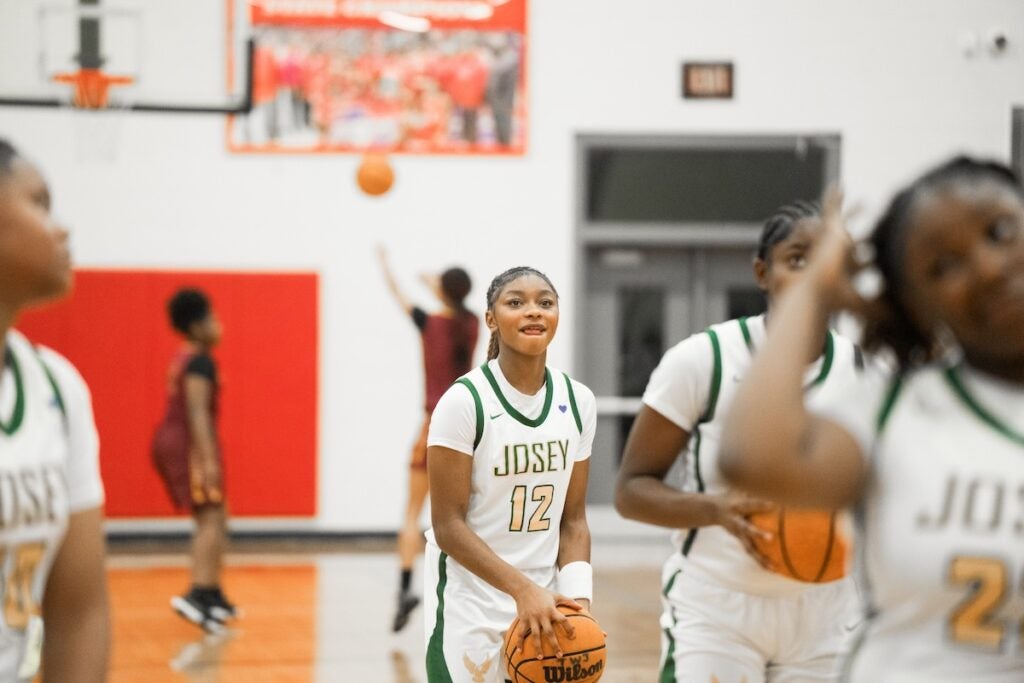 The Josey High School girls basketball team recently participated in a shootout tournament at Laney High School. Staff photo by Teon Scott