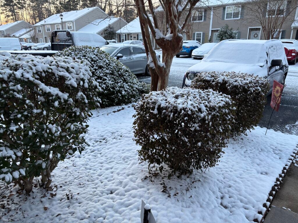 Snow at townhomes in Columbia County. Staff photo by Stephanie Hill