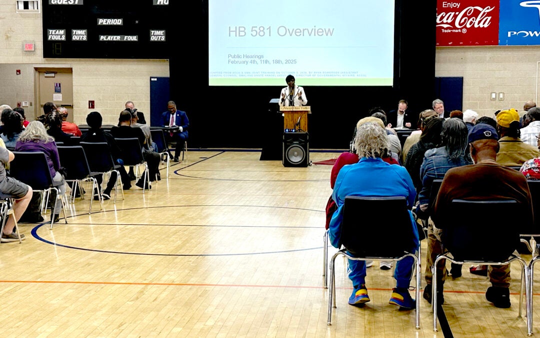 Augusta Administrator Tameka Allen speaks to residents at a Tuesday hearing on House BIll 581, which creates a new homestead tax break. Staff photo by Susan McCord