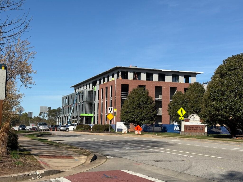 Construction on the new Building A at the Evans Government Center Complex is expected to be completed by the end of 2025. Staff photo by Stephanie Hill