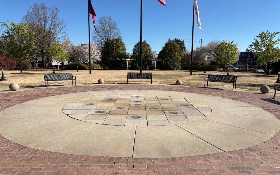 Following damage sustained during Hurricane Helene, the splash pad at Evans Towne Center Park is closed for renovations. Staff photo by Stephanie Hill
