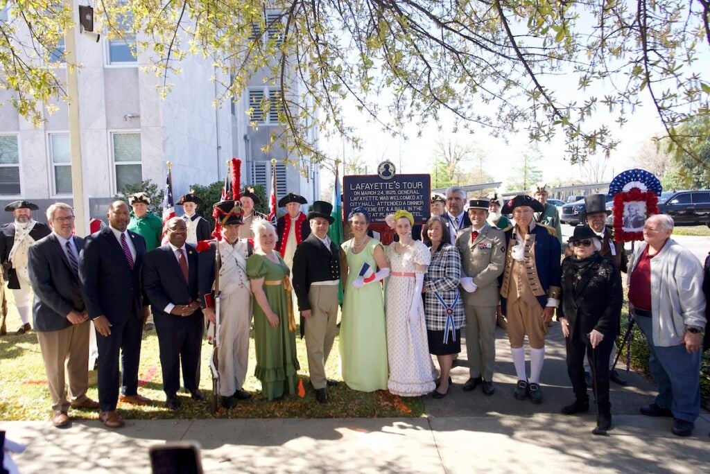 In honor of Lafayette’s visit to Augusta in 1825, a Lafayette Historical Marker was dedicated at Augusta City Hall on Sunday, March 23. Staff photo by Teon Scott.