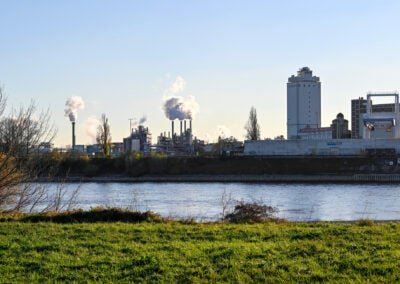 Chemical industry at the rhine harbour in Krefeld Linn