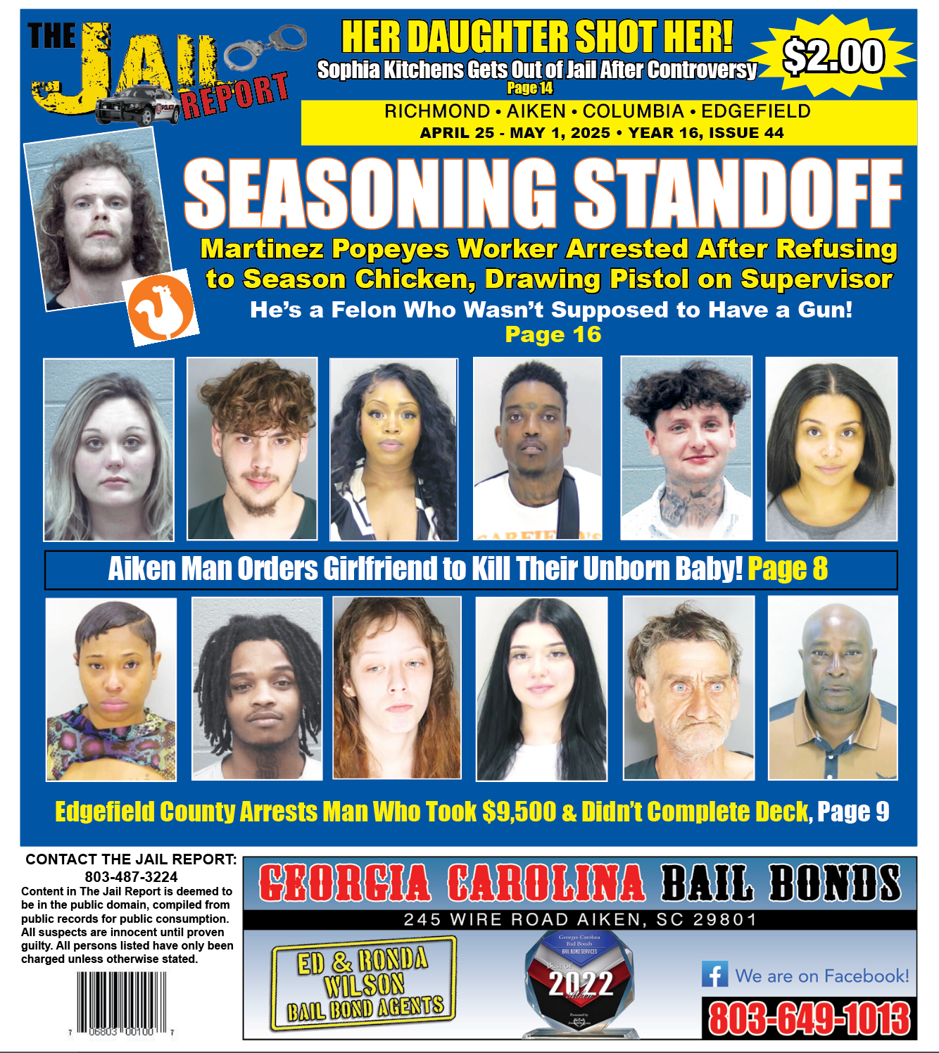 The front cover of the Jail Report for April 25th.