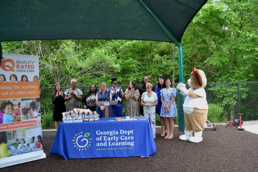 The teachers at Greenbrier Preschool were recognized after a press conference from DECAL discussing the $500 bonuses. Staff photo by Stephanie Hill
