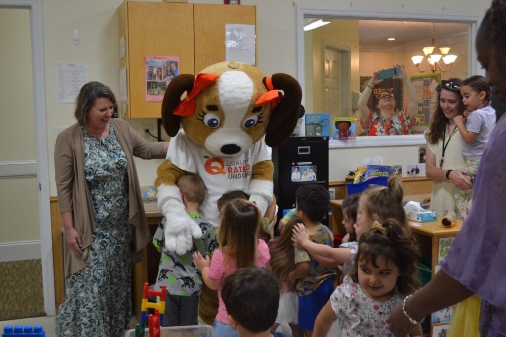 Students at Greenbrier Preschool had a blast interacting with Cali, the Department of Early Care and Learning mascot. Staff photo by Stephanie Hill