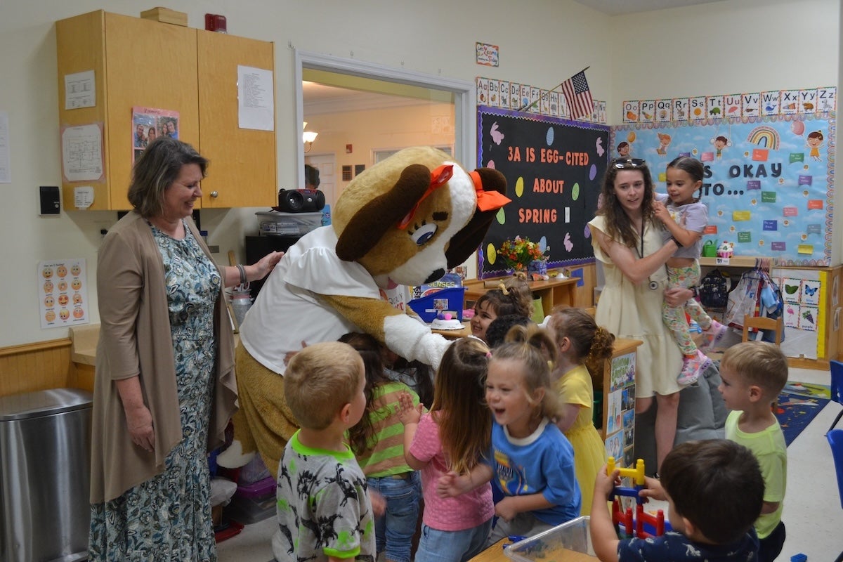 Students at Greenbrier Preschool had a blast interacting with Cali, the Department of Early Care and Learning mascot. Staff photo by Stephanie Hill