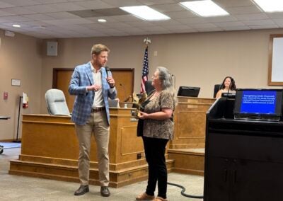 Animal Services Department Manager Linda Glasscock was recognized for receiving the 2025 Georgia Animal Control Association's Lifetime Achievement Award during the Community and Emergency Services Committee meeting on April 22. Staff photo by Stephanie Hill